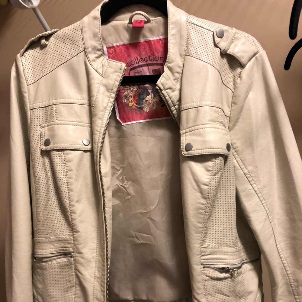 Leather jacket, white, women’s, brand new